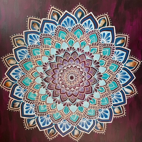 Intricate Mandala Wall Art in Blue and Purple